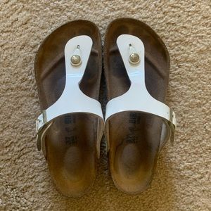 White Birkenstock sandals